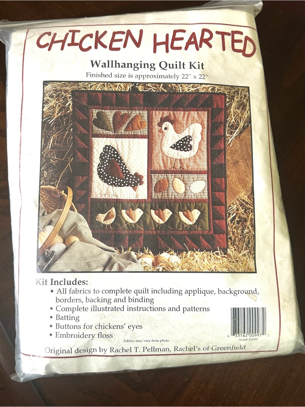 Chicken Hearted Wallhanging Quilt Kit - Rustic Brown & Cream